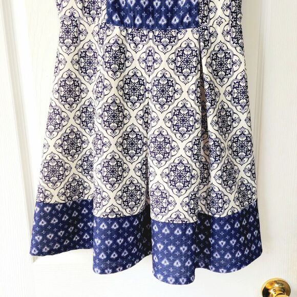 Rewind Dress Blue and Cream Boho Bohemian Cottage Cottagecore Western Fairy - Picture 5 of 5